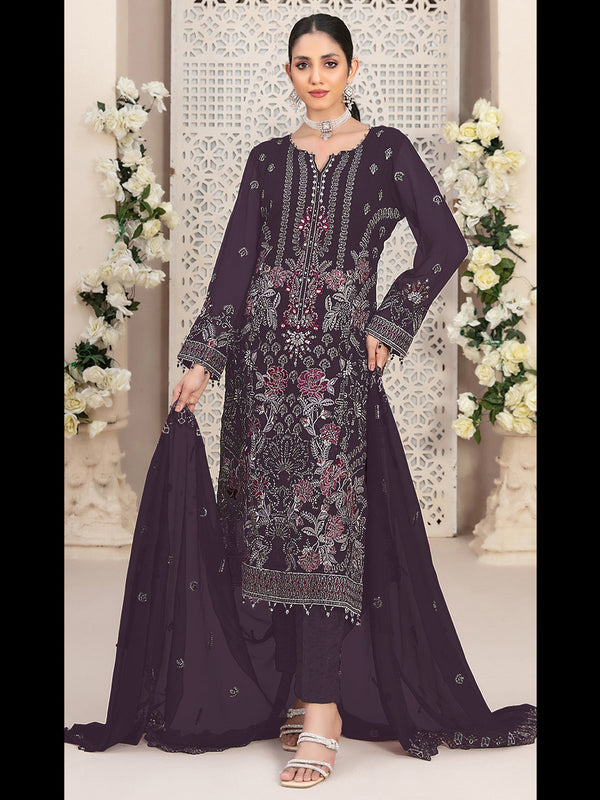 Purple Georgette Pant Suit 189575